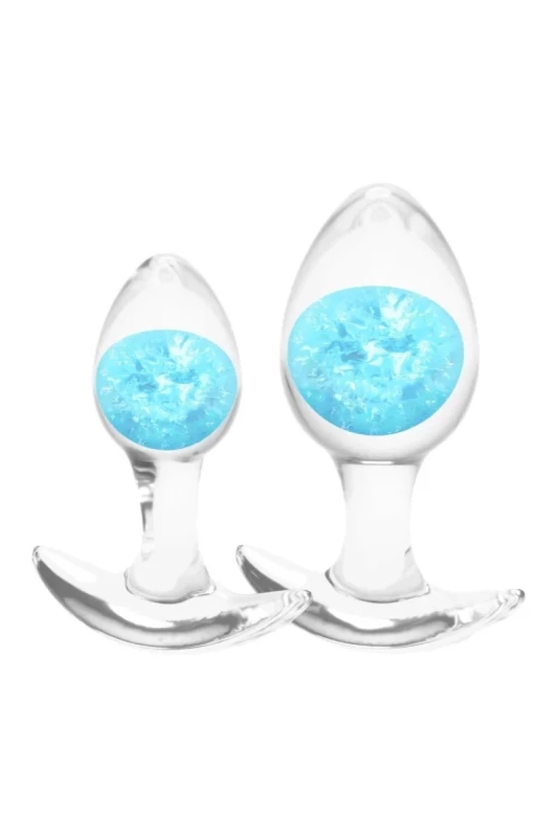Cosmic Glams - 2-Piece Kit - Σετ Πρωκτικές Σφήνες Υγρής Σιλικόνης με Γυάλινη Μπίλια - Μπλέ
