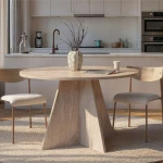 Τραπέζι Virela χρώμα travertine Ø120x75εκ.