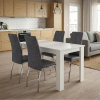 Σετ τραπεζαρία 5τμχ Darlen - Alma χρώμα λευκό - γκρι 125x72x74εκ.
