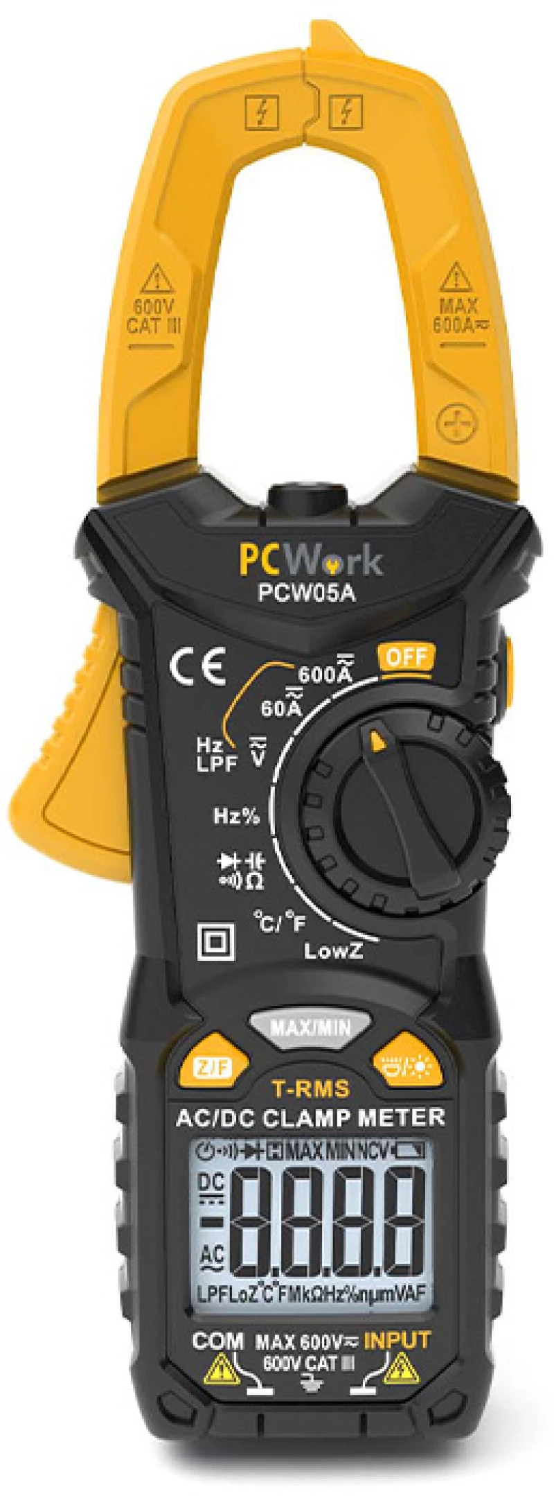 PCWork 240-0003 Αμπεροτσιμπίδα Ψηφιακή 600A AC True RMS με Ακροδέκτες PCW05A