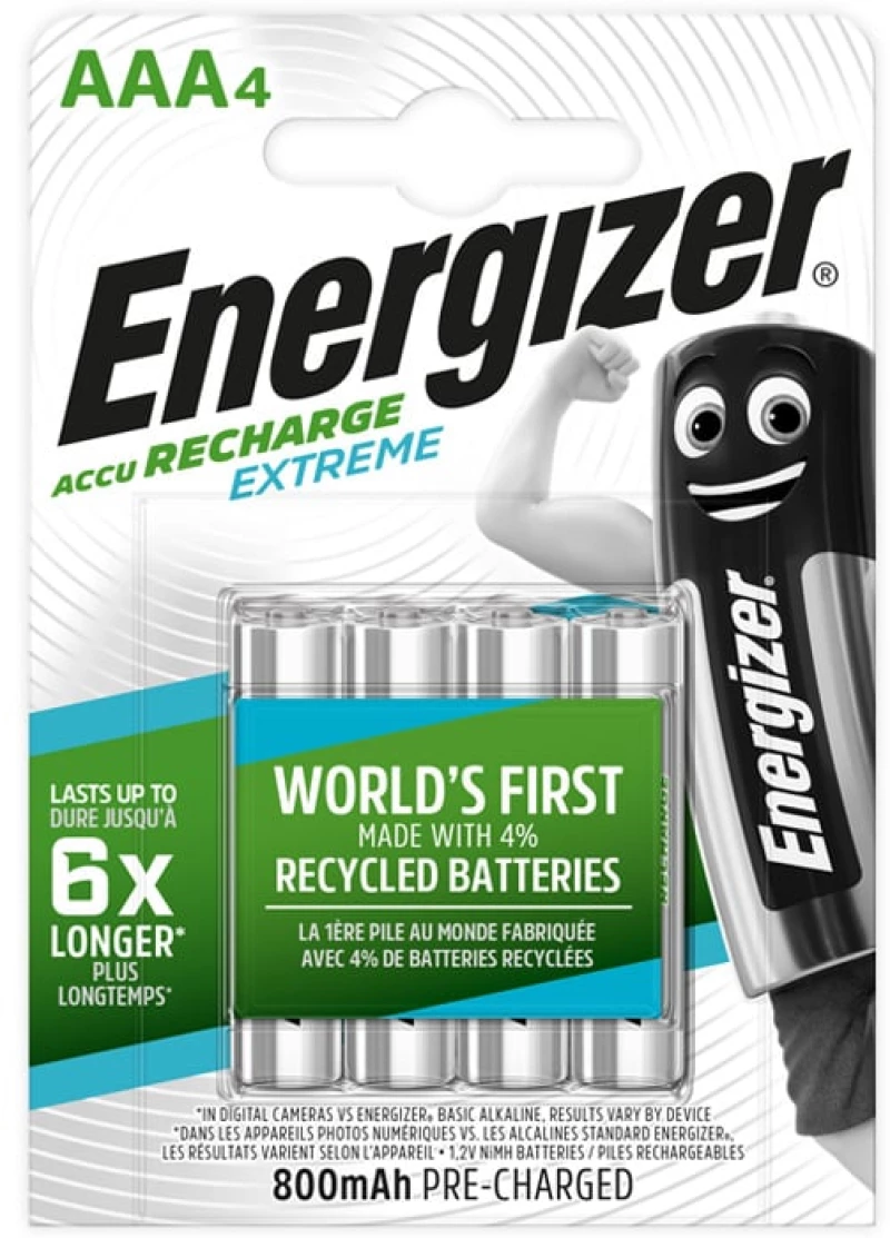Energizer 016-5233 Extreme Επαναφορτιζόμενες Μπαταρίες AAA Ni-MH 800mAh 1.2V 4τμχ