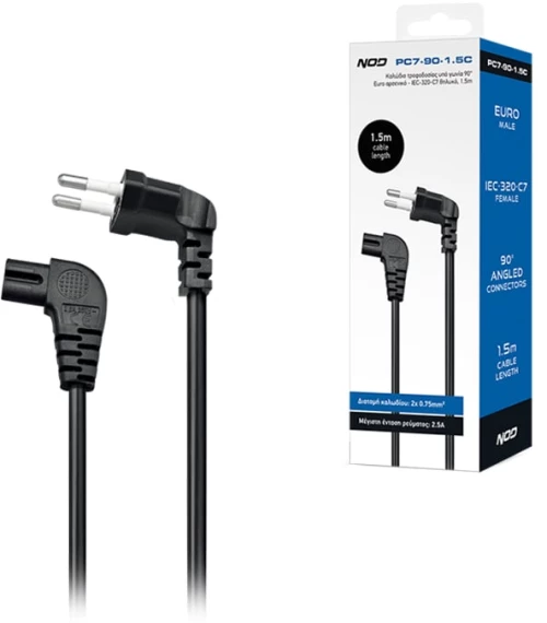 NOD 141-0293 Euro - IEC C7 Cable 1.5m Μαύρο 141-0293