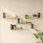 Ραφιέρα τοίχου Flear pakoworld oak με ανθρακί 179x14,5x76,2εκ