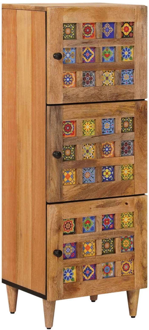 Highboard με πόρτα Φυσικό 40 x 33 x 110 εκ Στερεό ξύλο μάνγκο Καφέ 4018289