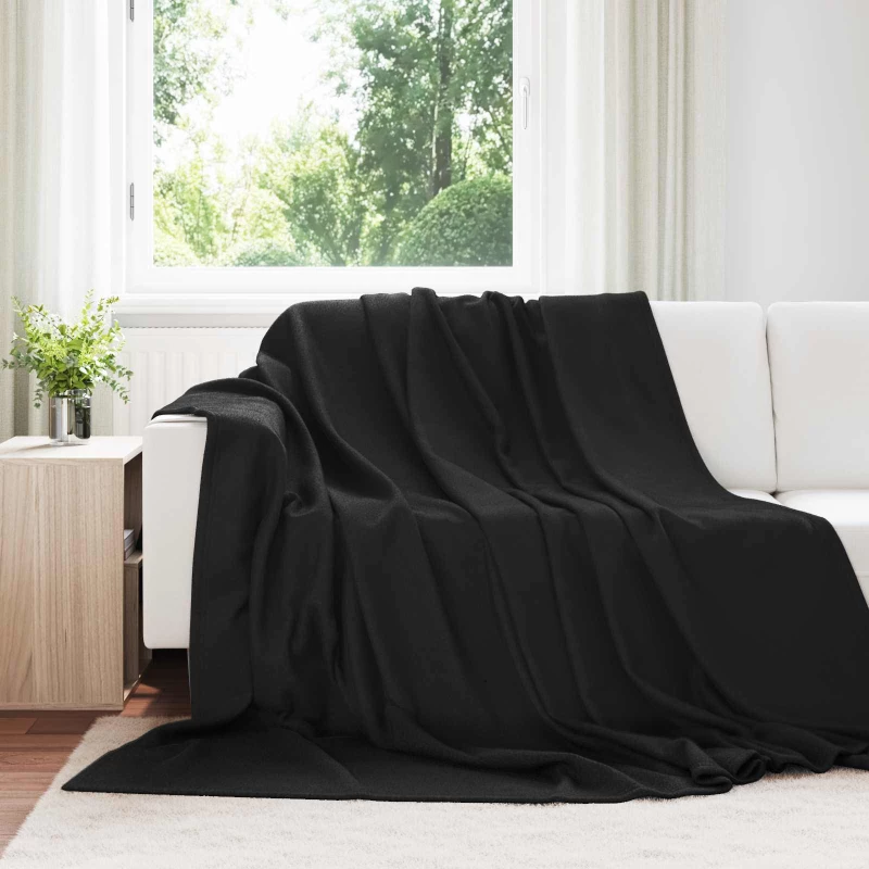 Ριχτάρια 6 pcs Μαύρο 240 x 220 cm Μαλλί Μαύρο 42017067