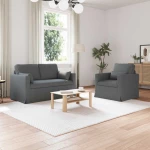 Καναπές 120cm 2 pcs Σκούρο Γκρι Μέταλλο Γκρι 3407494