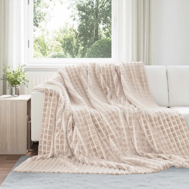 Ριχτάρια 6 pcs Μπεζ 240 x 220 cm Μαλλί Μπεζ 42016943