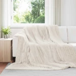Ριχτάρια 6 pcs Κρεμ 270 x 240 cm Μαλλί Κρεμ 42016900