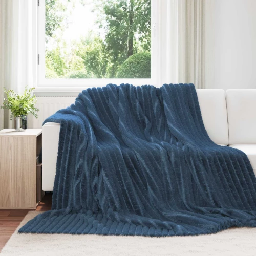 Κουβέρτα Σκούρο μπλε 270 x 240 cm Μαλλί Ναυτικό μπλε 42016840