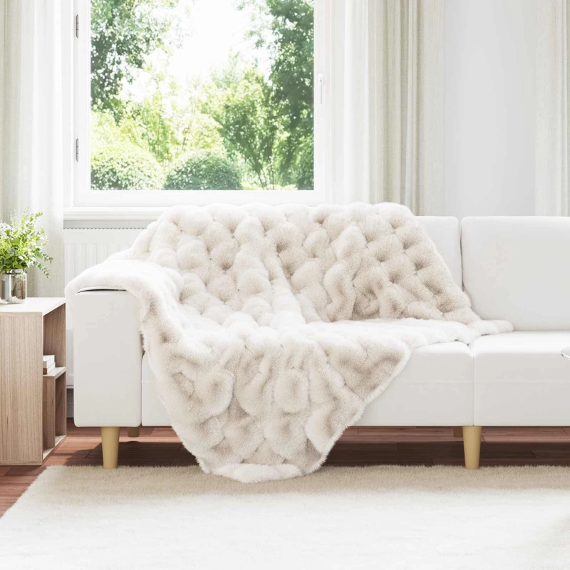 Ψεύτικη κουβέρτα από κουνέλι Λευκό 130 x 150 cm Πολυεστέρας Λευκό 42021841
