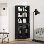 Highboard Μαύρη Οξυά 69,5 x 34 x 180 εκ. Επεξεργασμένο ξύλο Μαύρο 3403173