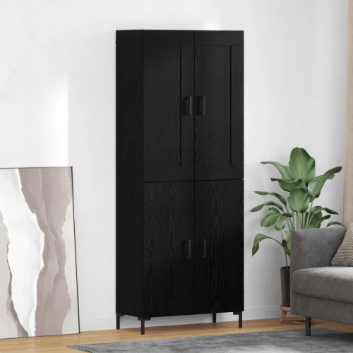 Highboard 2 pcs Μαύρη Οξυά Επεξεργασμένο ξύλο Μαύρο 3416109