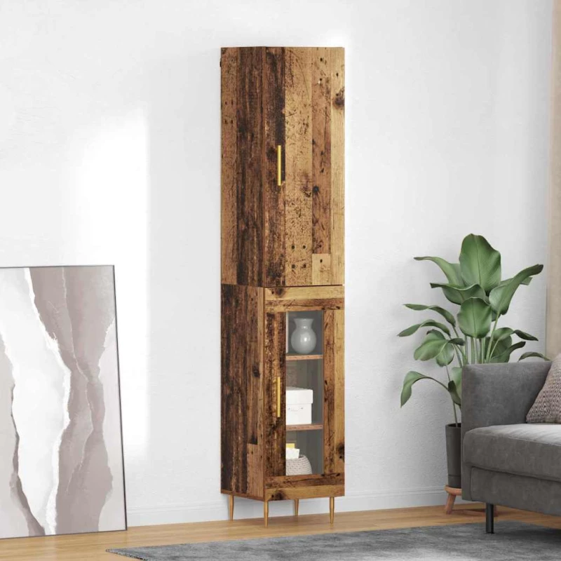 Highboard Παλιό Ξύλο 34,5 x 34 x 180 εκ. Επεξεργασμένο ξύλο Καφέ 3415665