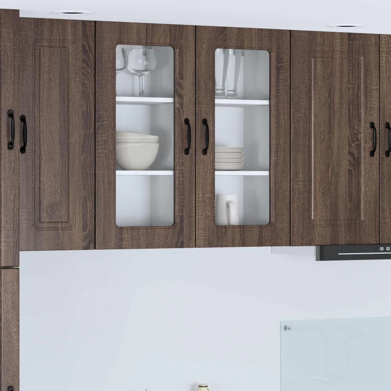 Κρεμαστό ντουλάπι κουζίνας 2 pcs Καφέ δρυς 40 x 31 x 80 εκ. Καφέ 884649