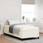 Σκελετός Κρεβατιού με στρώμα Κρεμ 90 x 190 cm ύφασμα Κρεμ 3399097