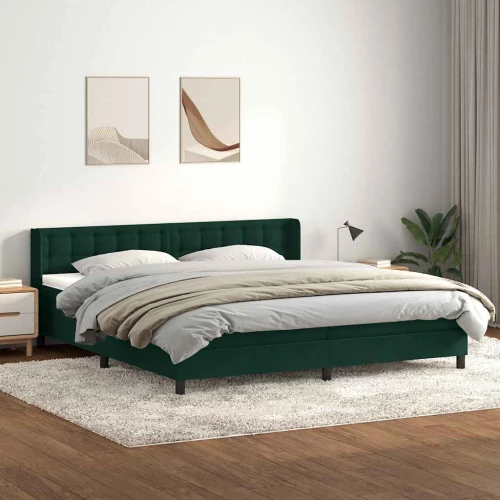 Box Spring κρεβάτι με στρώμα σκούρο πράσινο 180x220cm Βελούδινο Σκούρο πράσινο 3318504
