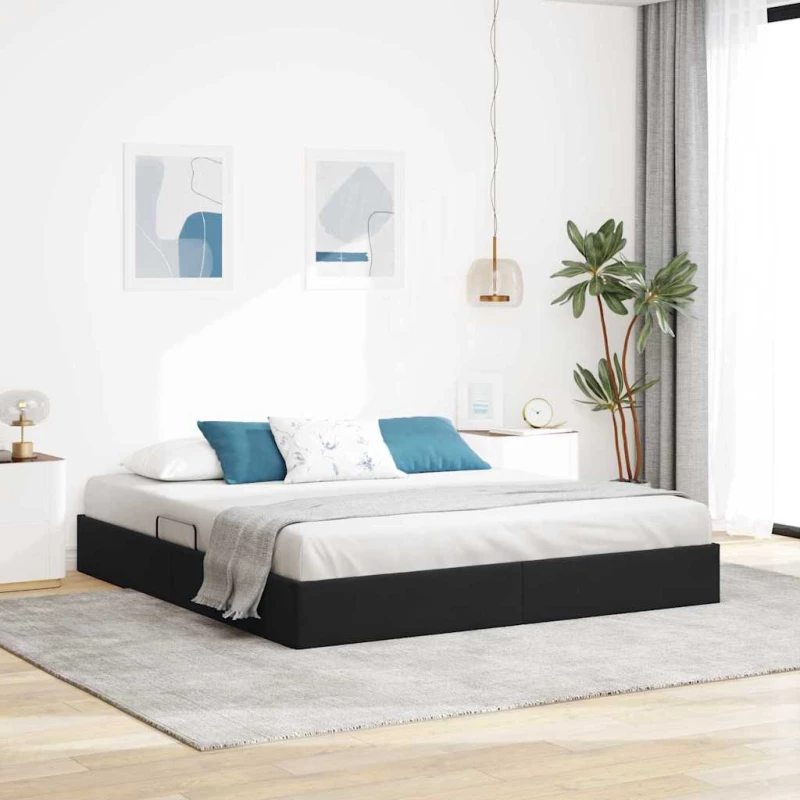 Κρεβάτι Αποθήκης με στρώμα Μαύρο 180 x 200 cm Βελούδο Μαύρο 3370129