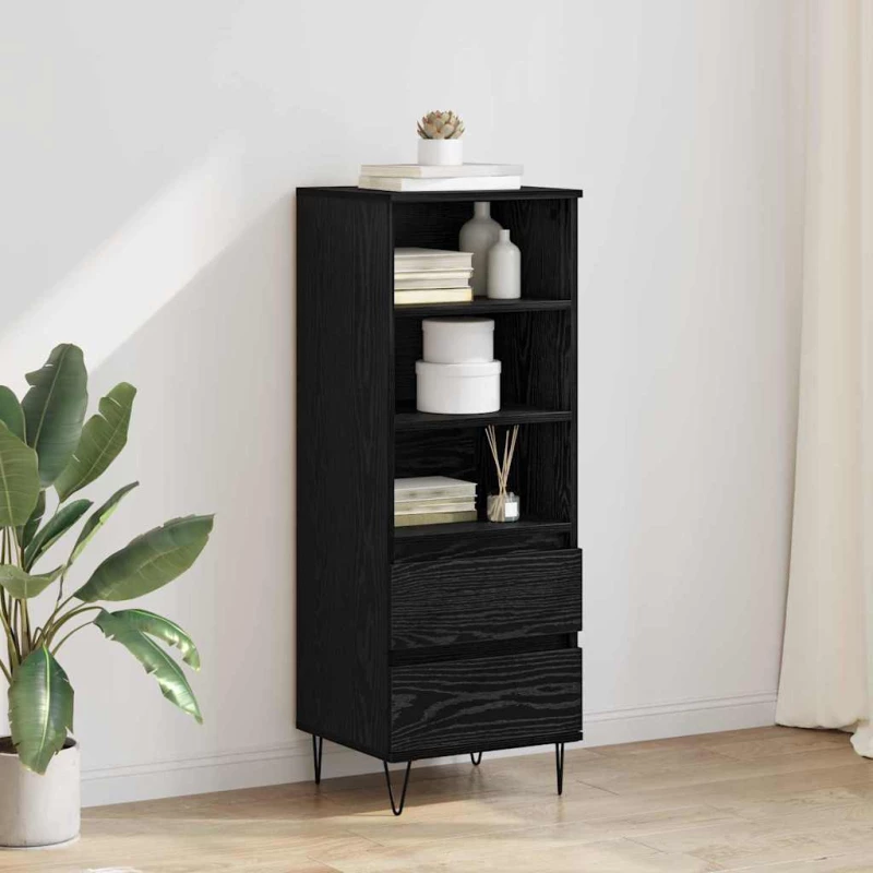 Highboard Μαύρη Οξυά 40 x 36 x 110 εκ. Επεξεργασμένο ξύλο Μαύρο 882743