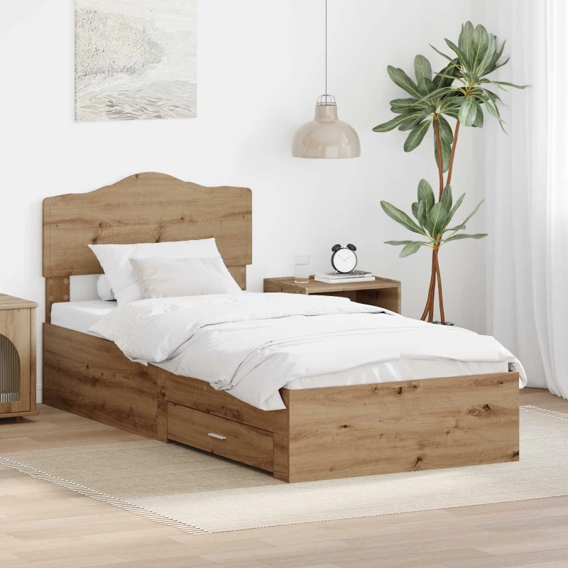 Σκελετός Κρεβατιού Artisan Oak 90 x 190 cm Επεξεργασμένο ξύλο Καφέ 3413255