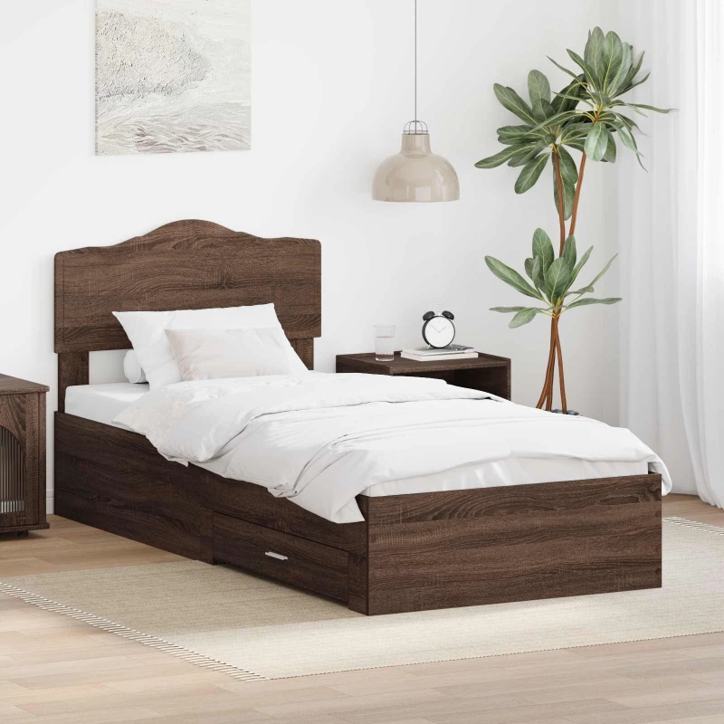 Σκελετός Κρεβατιού Καφέ δρυς 75 x 190 cm Επεξεργασμένο ξύλο Καφέ 3413262