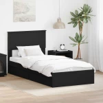 Σκελετός Κρεβατιού Μαύρο 90 x 190 cm Επεξεργασμένο ξύλο Μαύρο 3410841