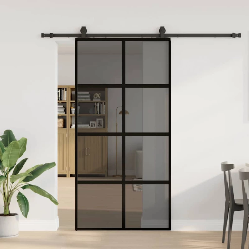 Σετ συρόμενης πόρτας με υλικό μαύρο 102,5x205 cm 3375977