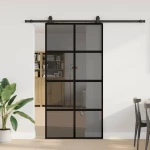 Σετ συρόμενης πόρτας με υλικό μαύρο 102,5x205 cm 3375977