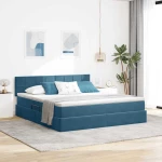 Κρεβάτι Αποθήκης με στρώμα Σκούρο Μπλε 160 x 200 cm Βελούδο Μπλε 3370771