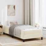 Σκελετός Κρεβατιού με στρώμα Κρεμ 90 x 190 cm ύφασμα Κρεμ 3398605