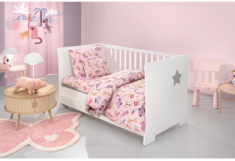Σετ Σεντόνια Κούνιας Guy Laroche Bebe Jungle Pink 115x170