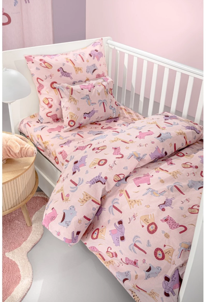 Σετ Σεντόνια Κούνιας Guy Laroche Bebe Jungle Pink 115x170