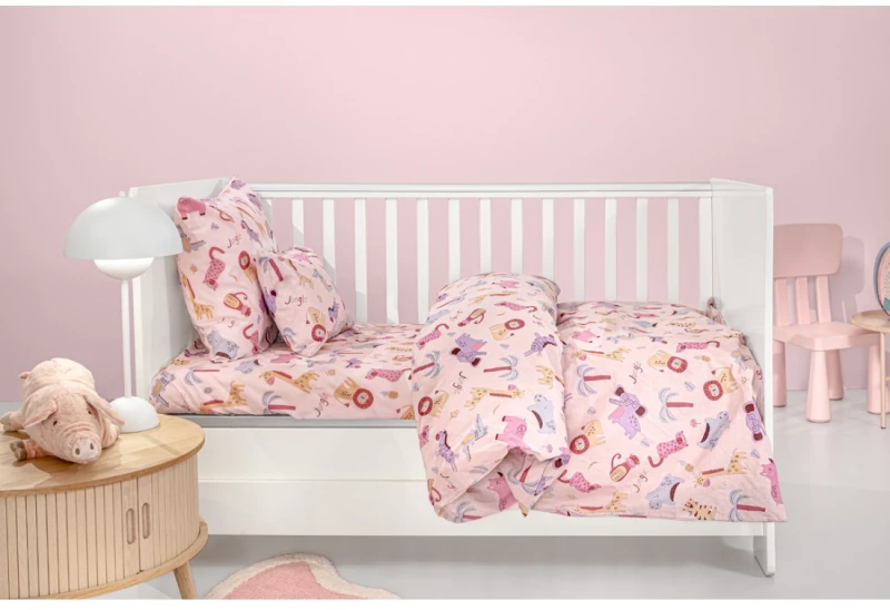 Σετ Σεντόνια Κούνιας Guy Laroche Bebe Jungle Pink 115x170