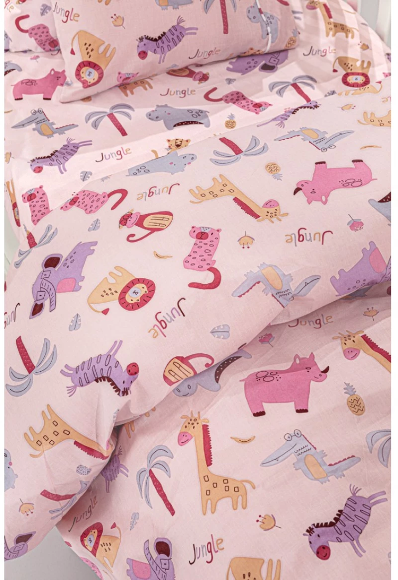 Σετ Σεντόνια Κούνιας Guy Laroche Bebe Jungle Pink 115x170
