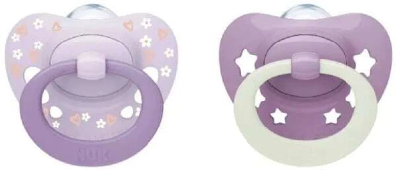 NUK First Choice Classic Day & Night Πιπίλα Σιλικόνης Με Θήκη 6-18 Μηνών 2 Τεμάχια