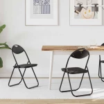 vidaXL Σαλονάκι Τραπεζαρίας Αναδιπλούμενο 2 pcs Μαύρο PVC ατσάλι