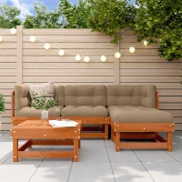 vidaXL Σετ Ξαπλώστρας Κήπου 15 pcs Κερωμένο Καφέ Στερεό πεύκο