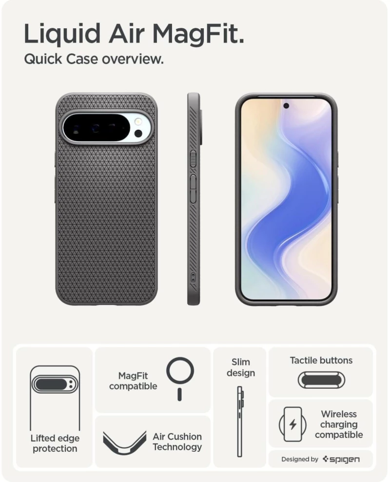 Θήκη Google Pixel 10 / 10 Pro Spigen Liquid Air MagFit Σιλικόνης με MagSafe Qi2 - Marble Gray (ACS09697)