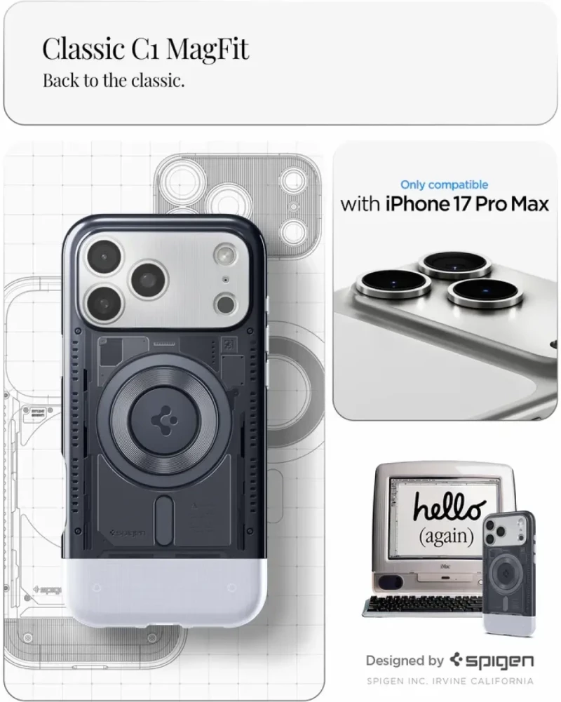 Θήκη iPhone 17 Pro Max Spigen Classic C1 MagFit Ανθεκτική Σκληρή με MagSafe - Graphite (ACS10293)