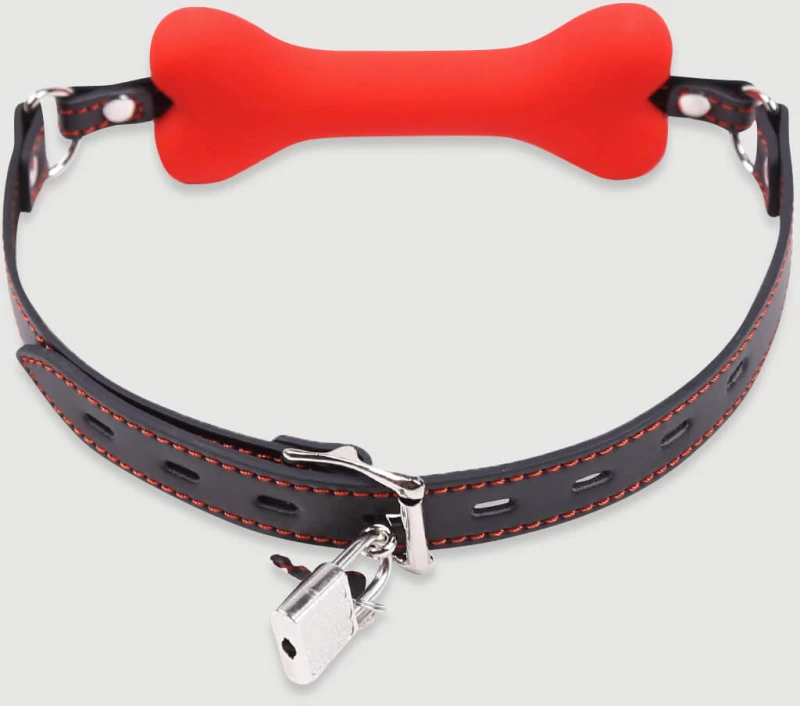 Φίμωτρο Με Κόκκαλο Σιλικόνης & Κλειδαριά Bone Gag With Lock – Κόκκινο