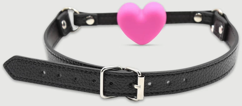 Φίμωτρο Με Μπάλα Καρδιά & Δερμάτινο Ιμάντα Heart Shaped Ball Gag With Leather Strap – Ροζ/Μαύρο