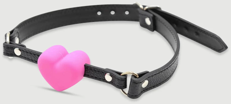 Φίμωτρο Με Μπάλα Καρδιά & Δερμάτινο Ιμάντα Heart Shaped Ball Gag With Leather Strap – Ροζ/Μαύρο