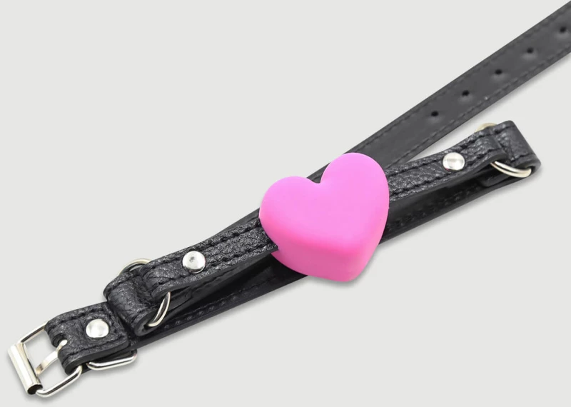 Φίμωτρο Με Μπάλα Καρδιά & Δερμάτινο Ιμάντα Heart Shaped Ball Gag With Leather Strap – Ροζ/Μαύρο