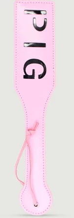 Δερμάτινο Paddle Με Ανάγλυφο PIG Leather Paddle With PIG Imprint – Ροζ