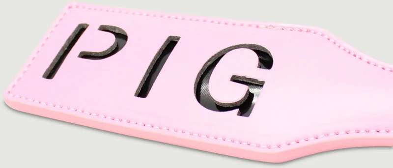Δερμάτινο Paddle Με Ανάγλυφο PIG Leather Paddle With PIG Imprint – Ροζ