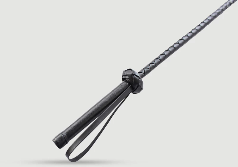 Δερμάτινο Crop Με Διπλό Λουρί Leather Riding Crop With Double Strap Tip 71 cm – Μαύρο