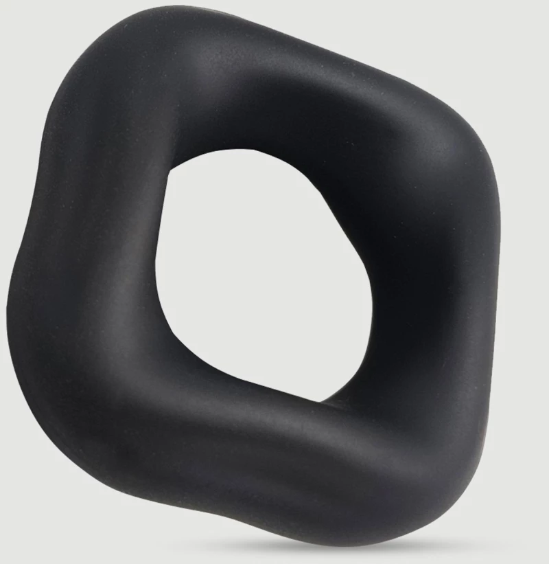 Δαχτυλίδι Πέους Από Εύκαμπτη Σιλικόνη Square Donut Liquid Silicone Flexible Cock Ring 45 mm - Μαύρο