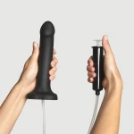 Dildo Σιλικόνης Που Εκσπερματώνει Semi Realistic Squirting Cum Silicone Dildo Large - Μαύρο