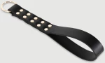 Δερμάτινη Ζώνη Τιμωρίας Με Τρουκς & Κρίκο Leather Punishment Strap With Studs & Metal Ring – Μαύρη