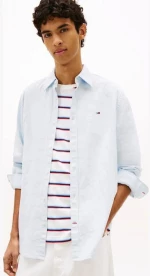 Tommy Jeans ανδρικό λινό regular πουκάμισο σιέλ DM0DM22761-C3Q Sweet Blue