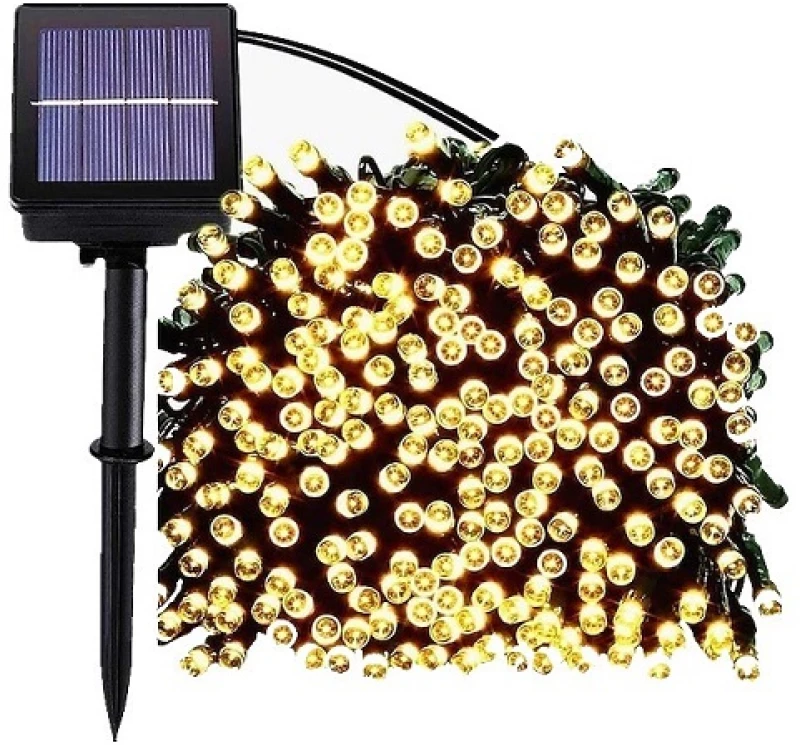 Ηλιακά Χριστουγεννιάτικα 300 LED λαμπάκια σειρά 30μ. 8 προγράμματα BX-051 Θερμό χρώμα